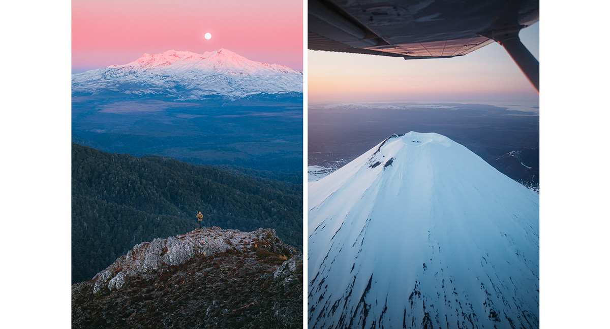 Aerial shot of Mt Ngauruhoe and Mt Urchin, Tongariro National Park - Joel McDowell