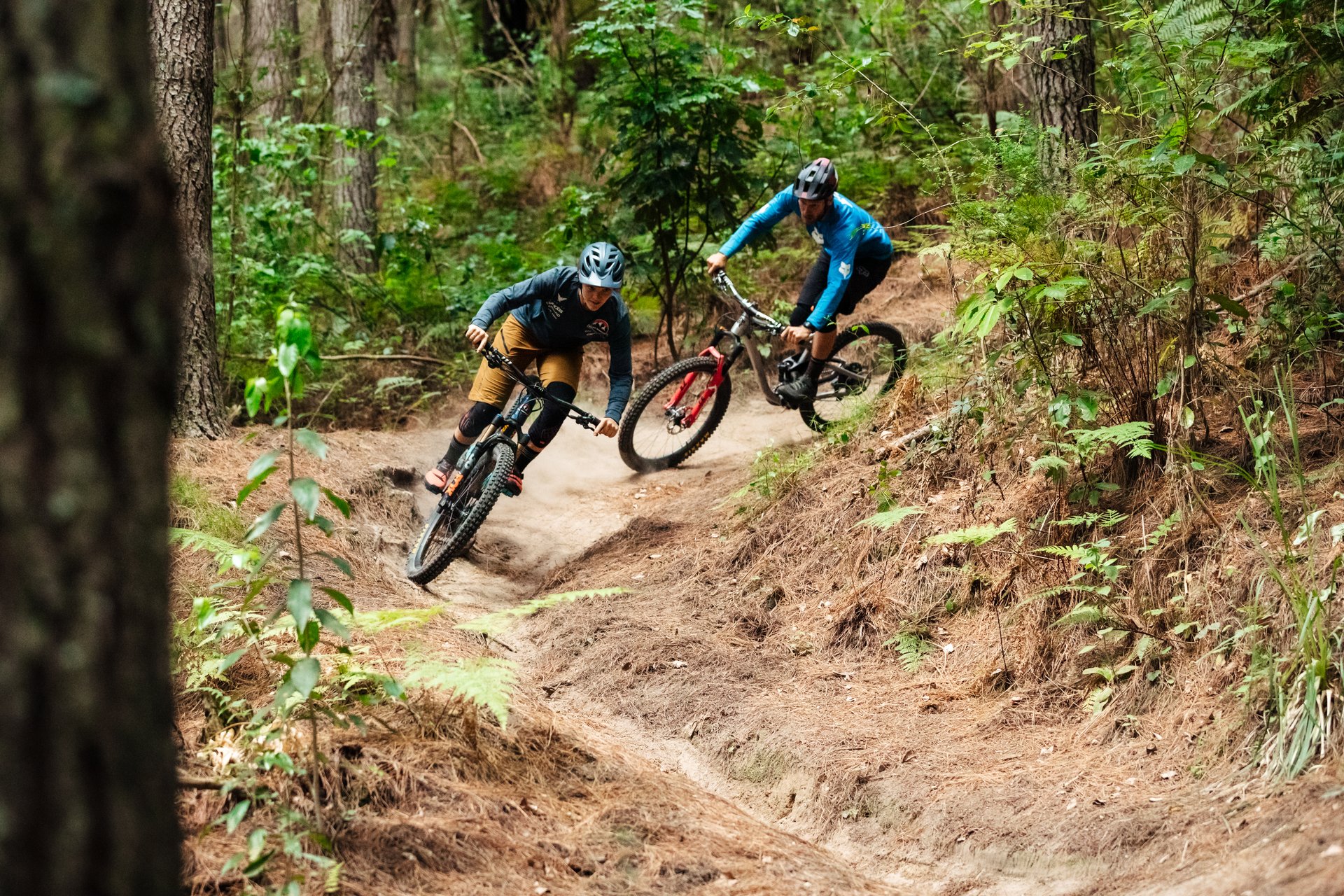 Bas van Steenbergen and Vaea Verbeeck riding Craters MTB Park in Taupo