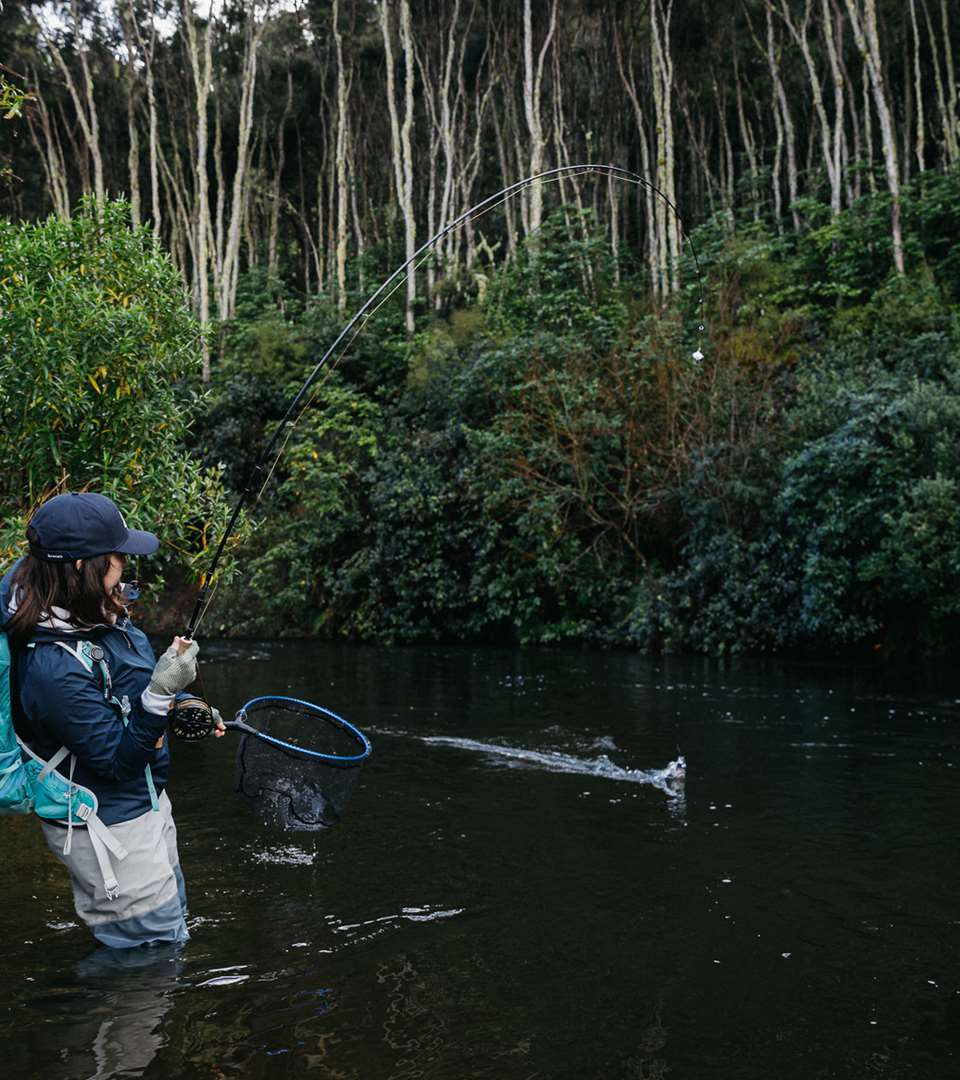 Libby O'Brien fly fishing in the Taupo region