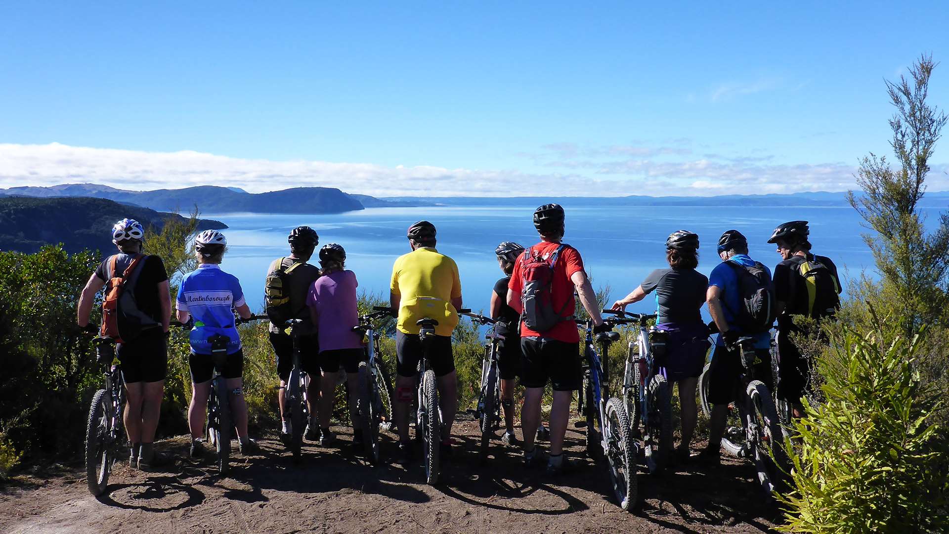Group overlooking Lake Taupo from the Great Lake Trails