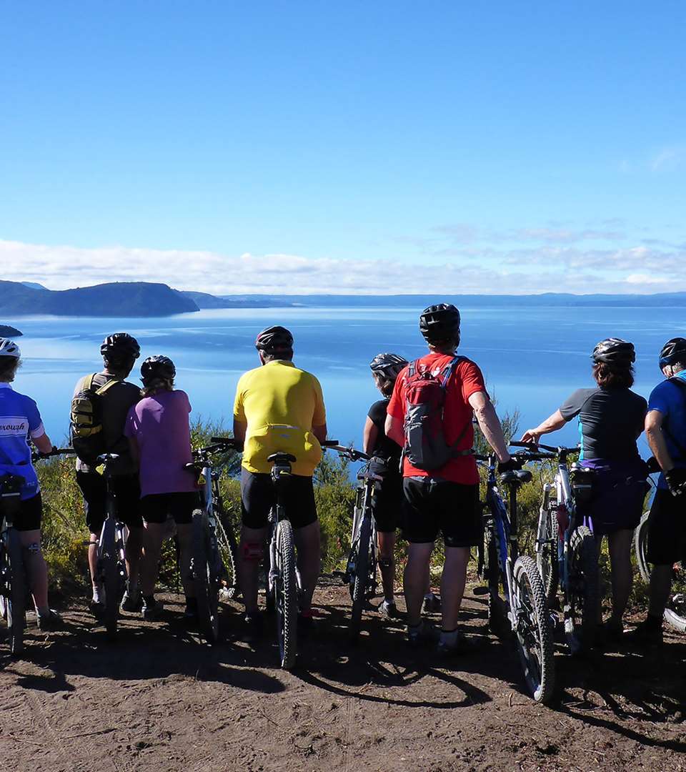 Group overlooking Lake Taupo from the Great Lake Trails