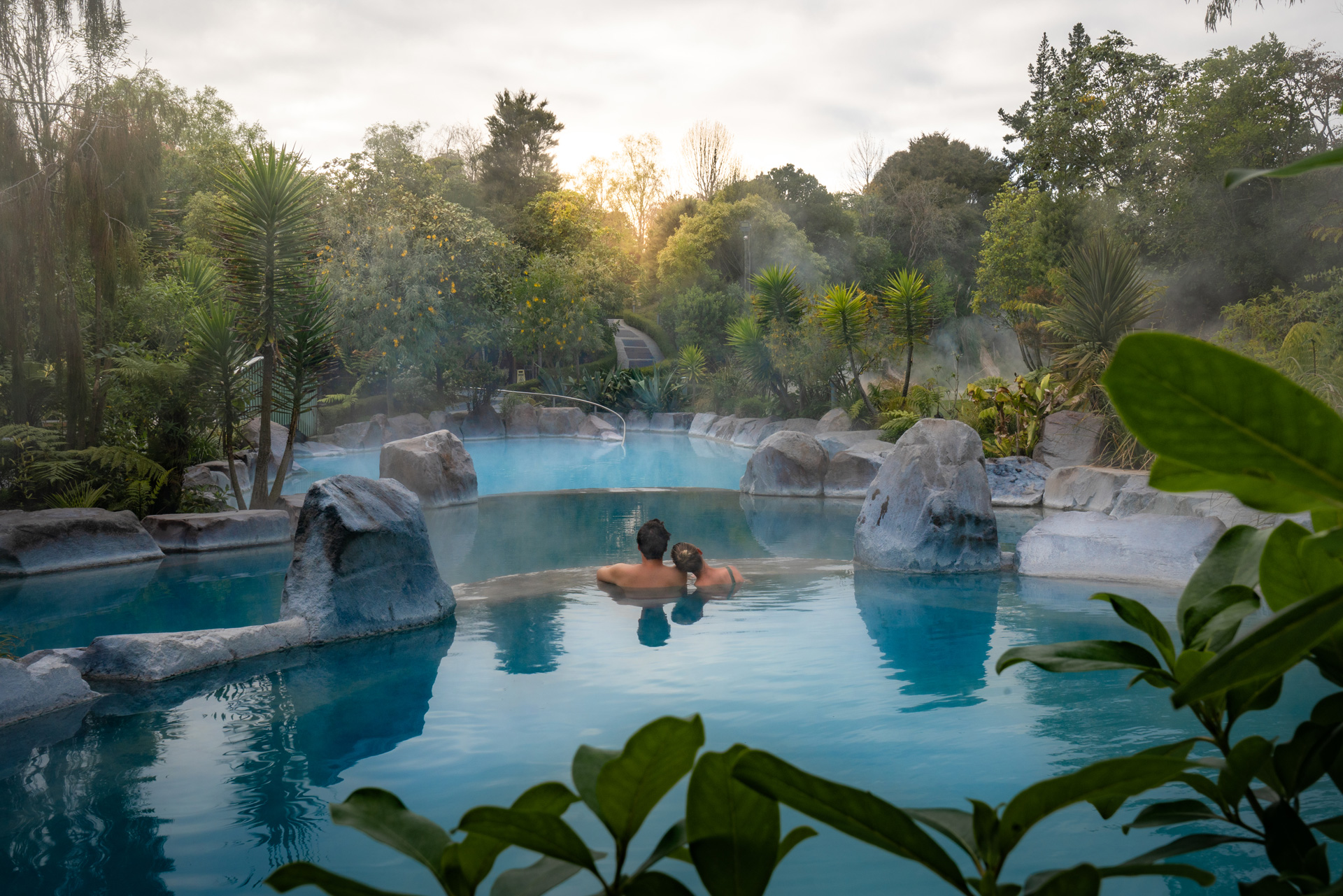 Couple at Wairakei Terraces Health & Thermal Spa - Hot Pools - Taupo, New Zealand