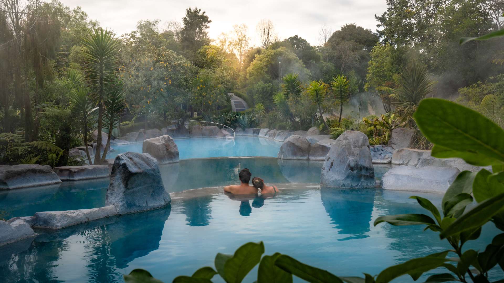 Couple at Wairakei Terraces Health & Thermal Spa - Hot Pools - Taupo, New Zealand