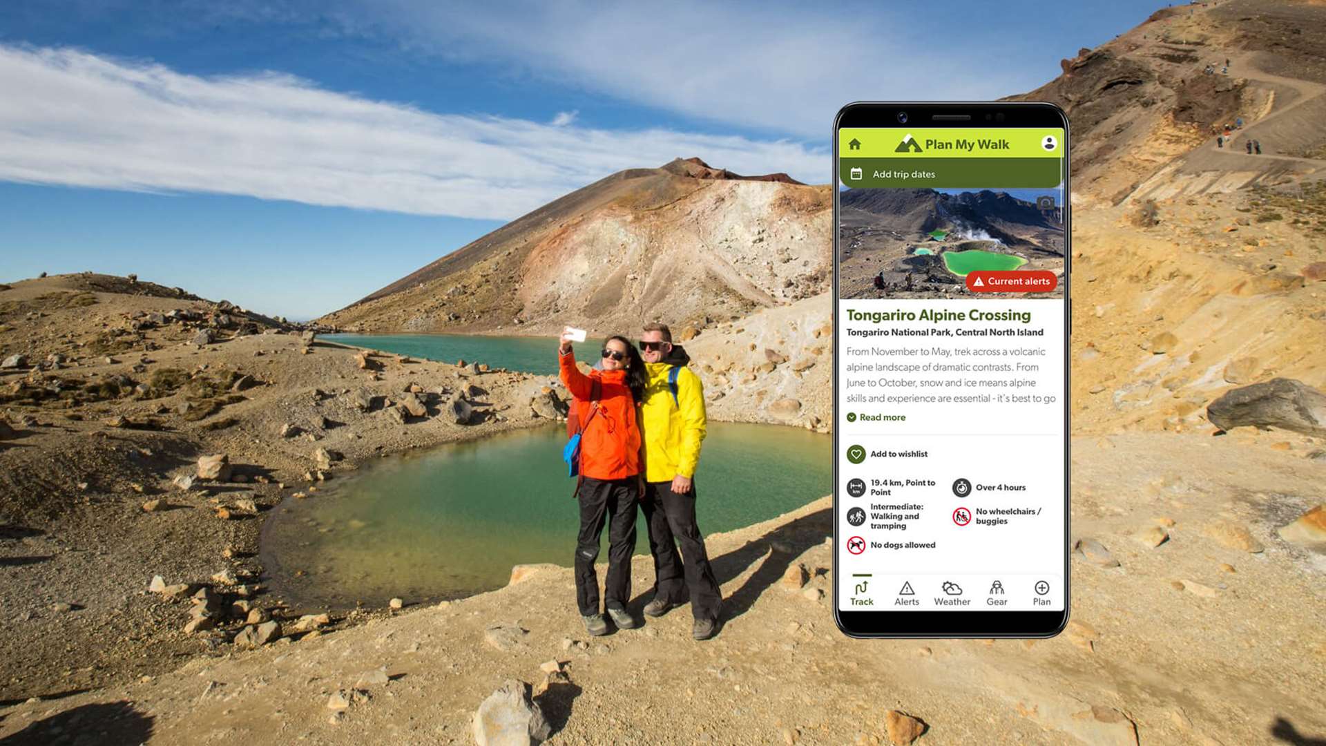 Plan My Walk app - Tongariro Alpine Crossing
